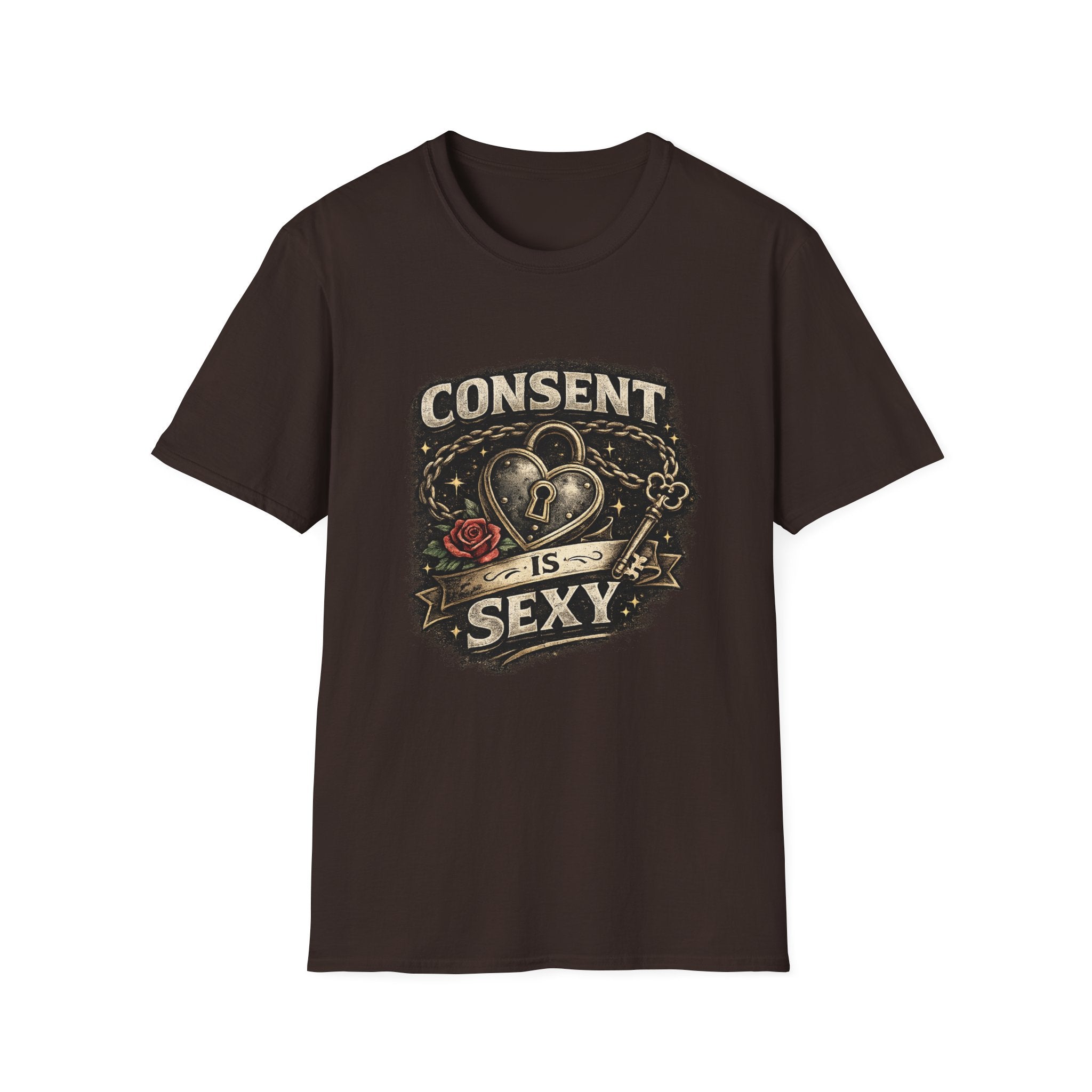 Consent Is Sexy T-Shirt — Retro Heart Lock Design