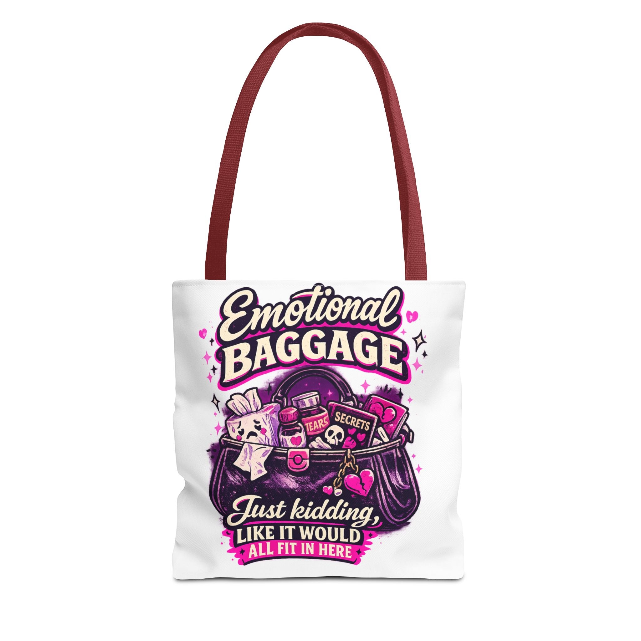 Emotional Baggage Tote Bag — Funny Illustrated All-Over-Print Shopping Tote