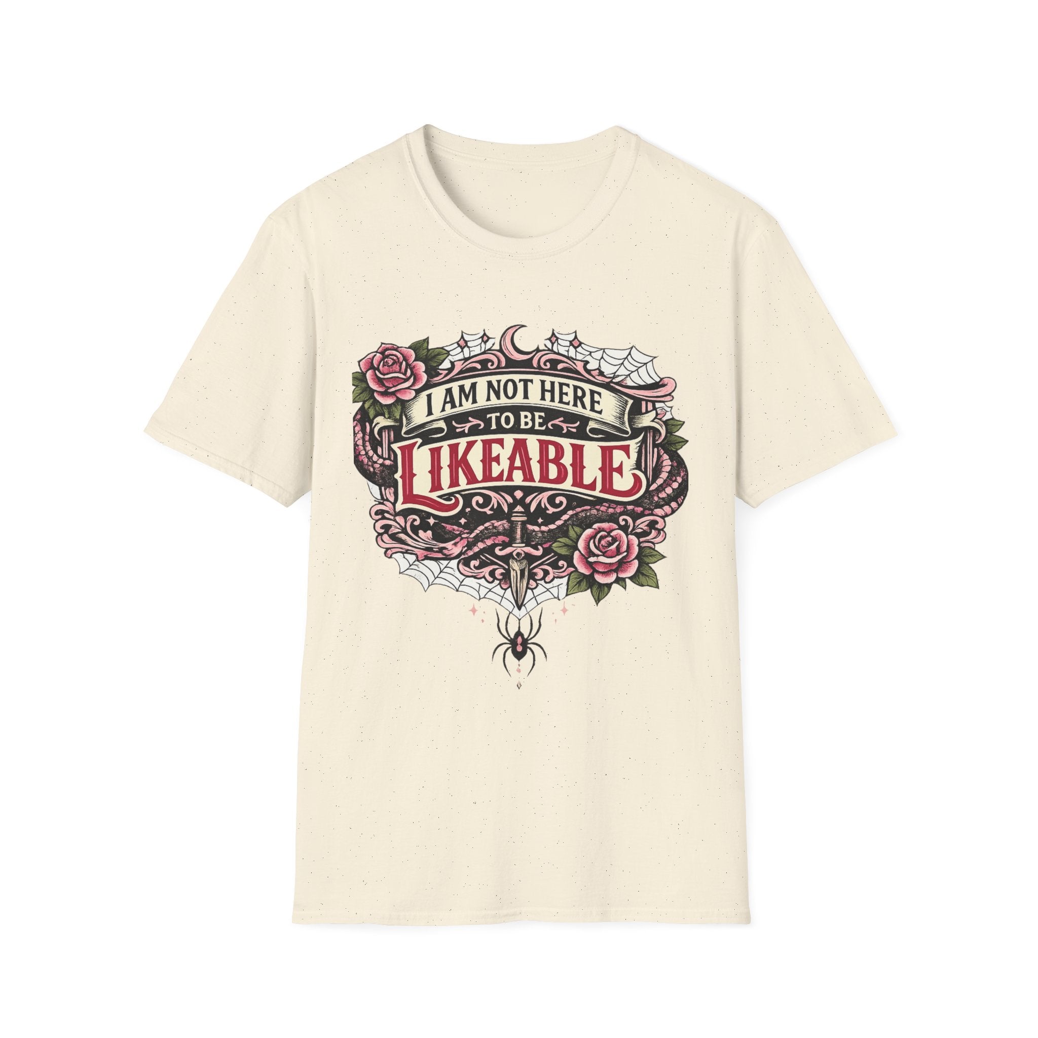 T‑Shirt — “I Am Not Here to Be Likeable” Gothic Rose Graphic Tee