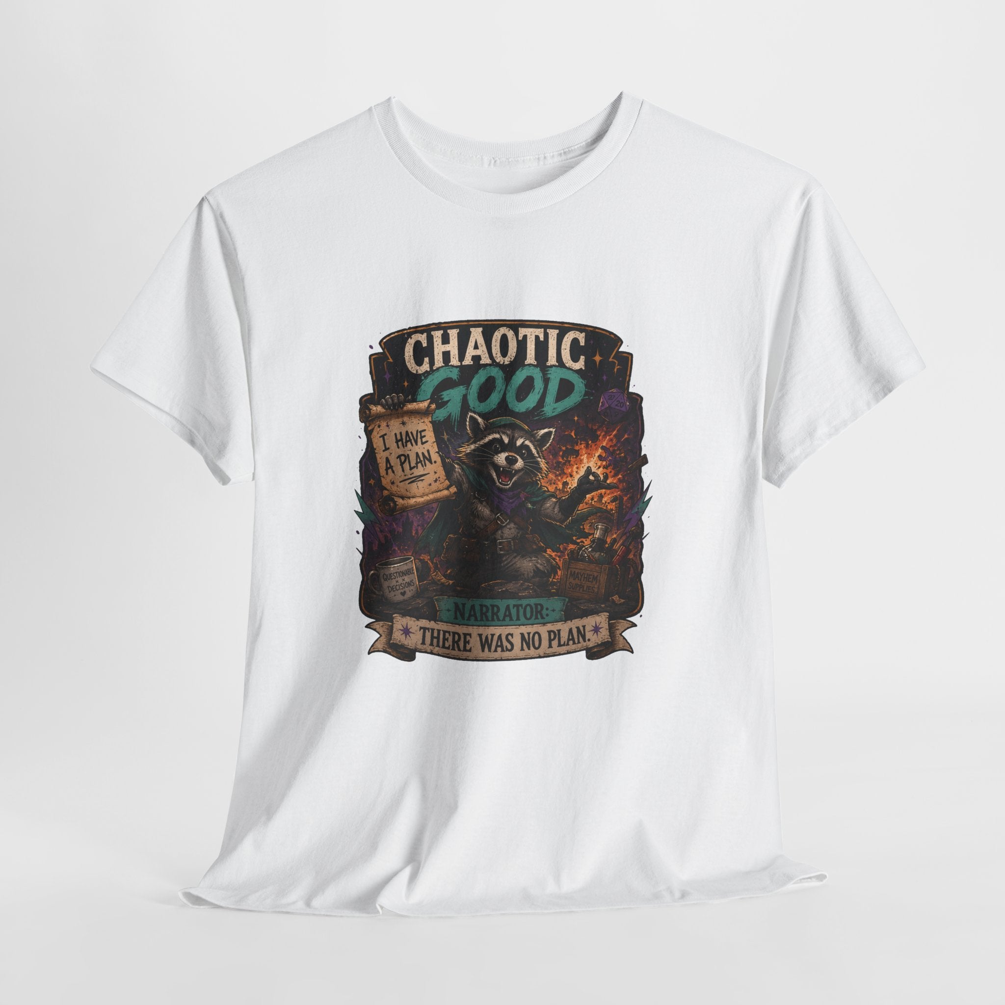 Chaotic Good Druid T‑Shirt — 'There Was No Plan' Fantasy RPG Tee