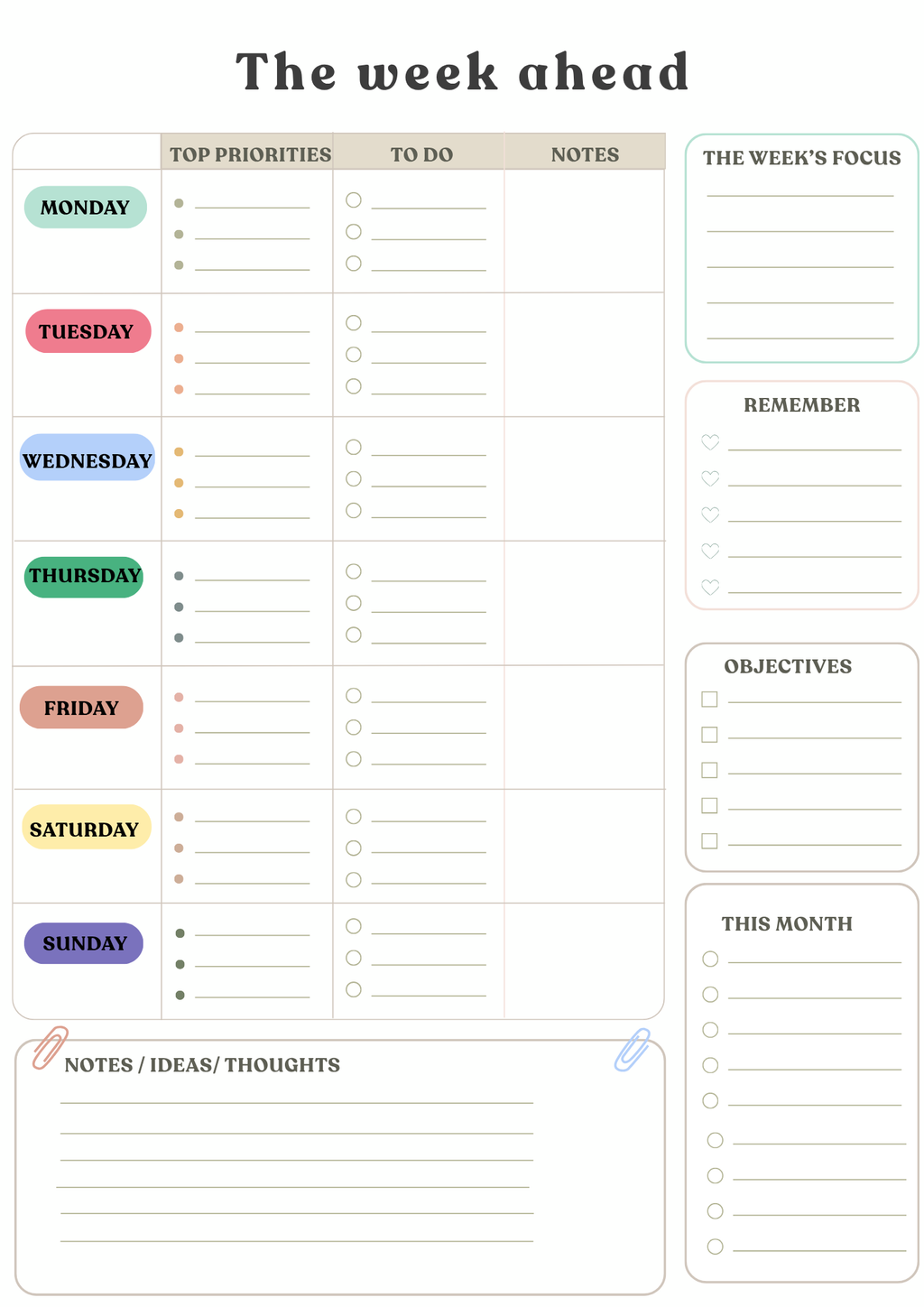 ADHD Weekly Planning Kit — Printable Planner for Neurodivergent Minds
