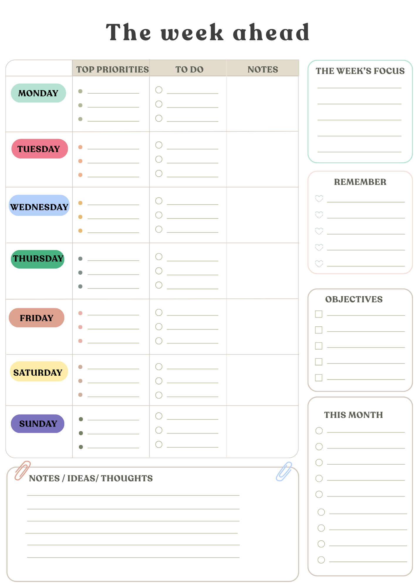 ADHD Weekly Planning Kit — Printable Planner for Neurodivergent Minds